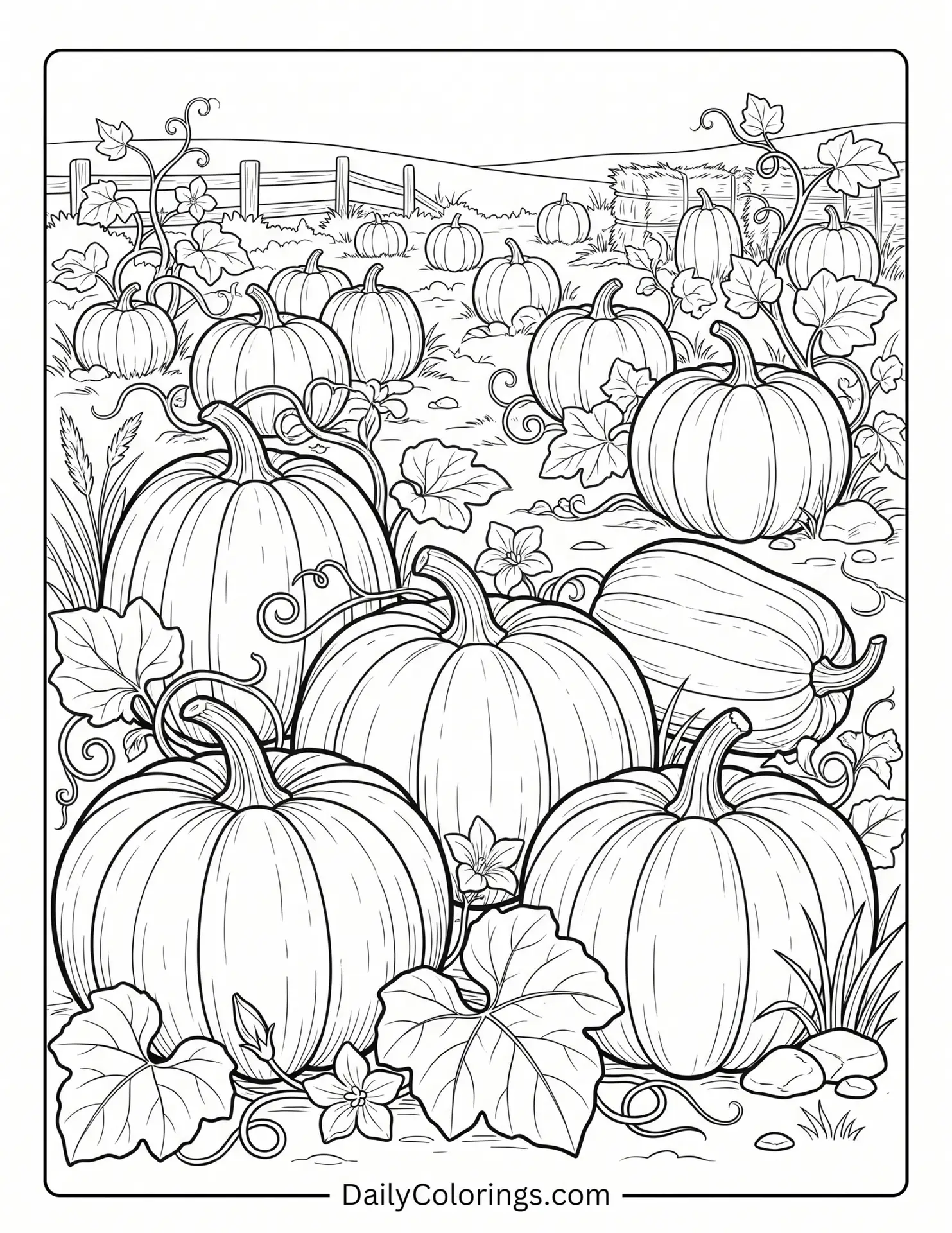 Pumpkin coloring page printable for kids and adults