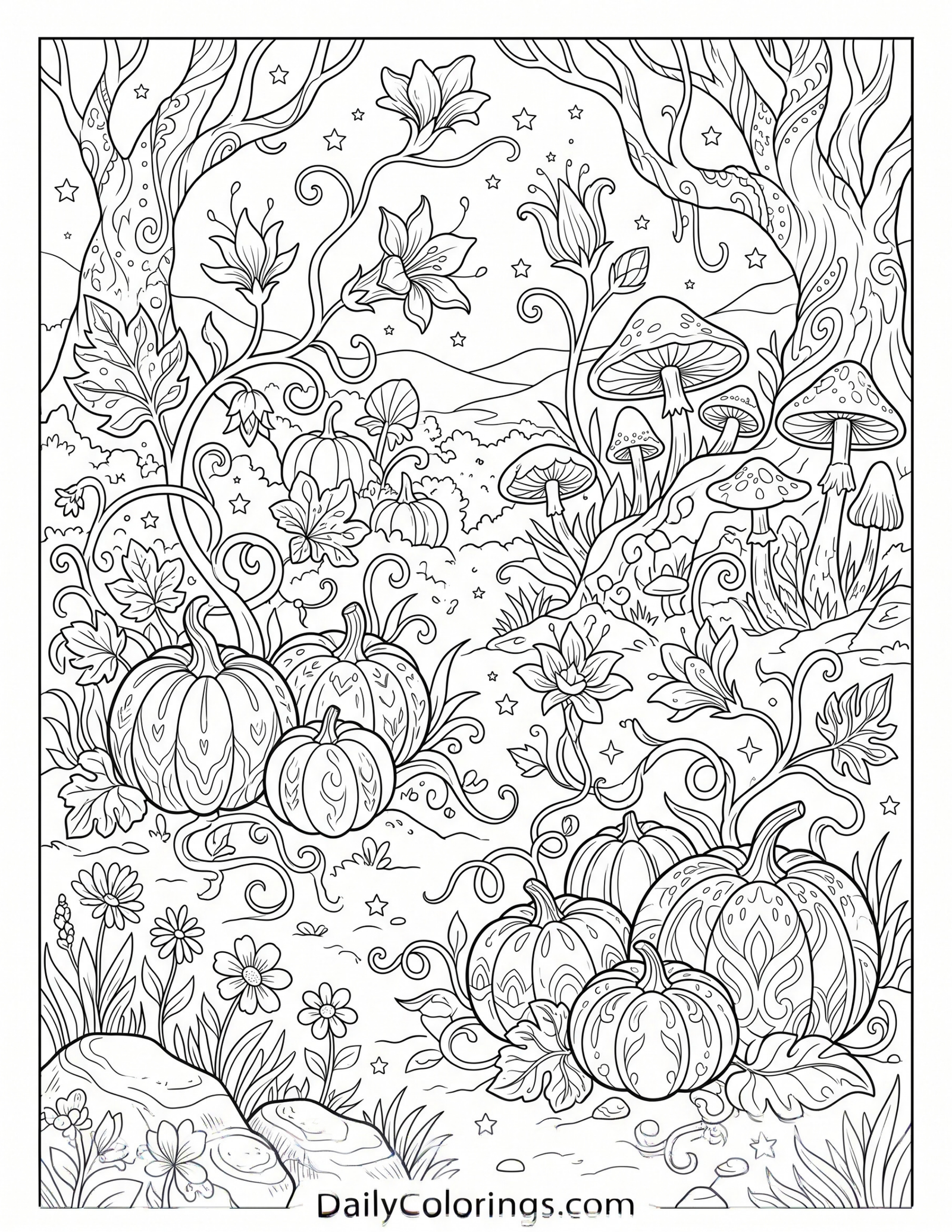 Pumpkin mandala coloring page