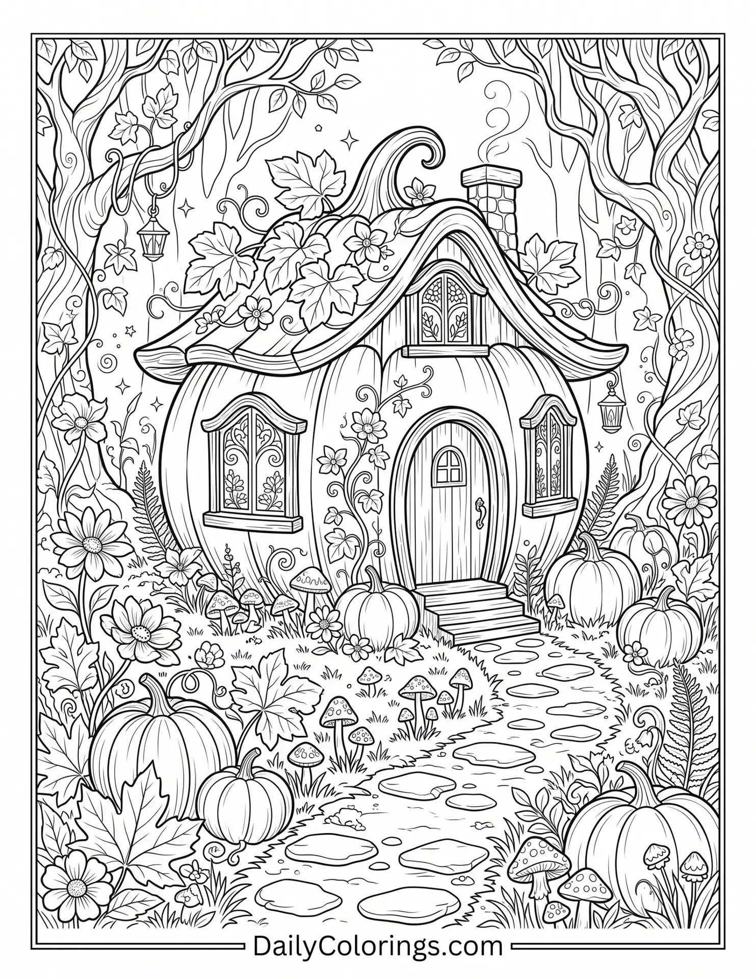 Pumpkin coloring page printable for kids and adults