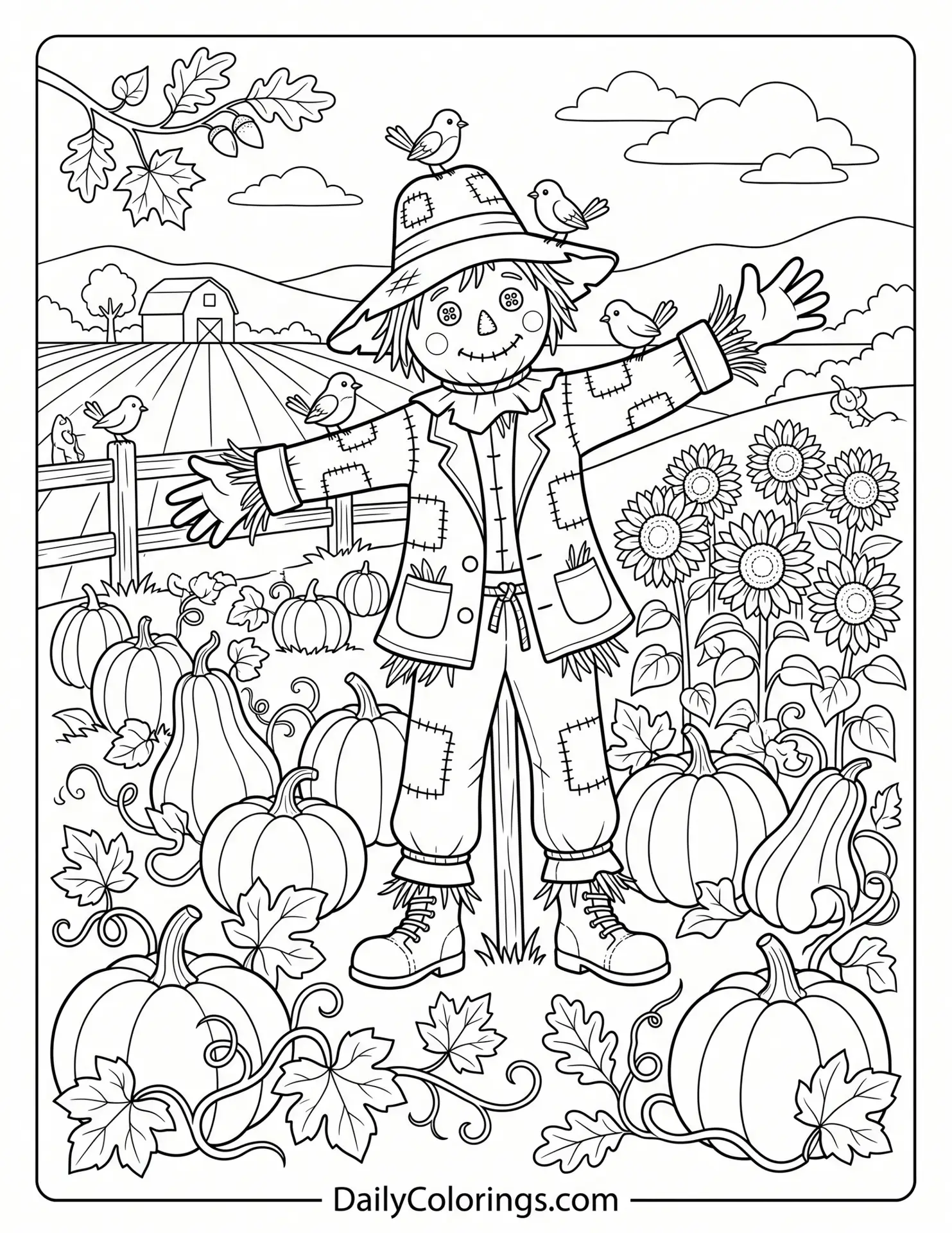 Pumpkin coloring page printable for kids and adults