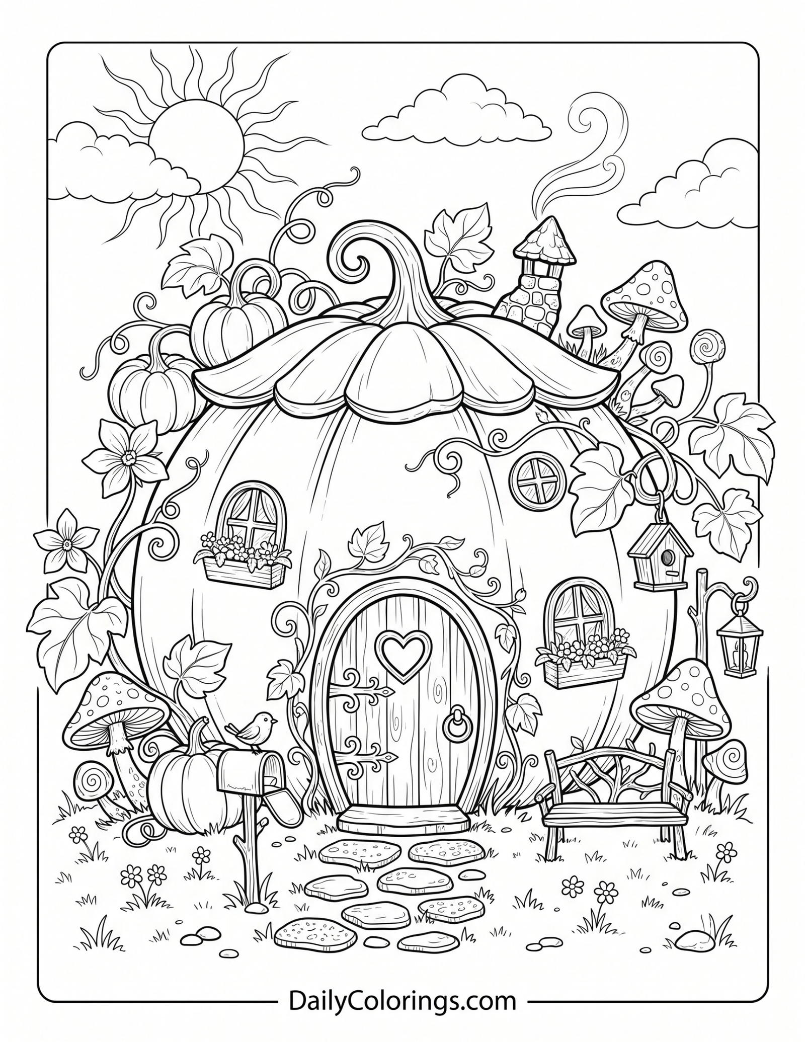 Pumpkin patch coloring page