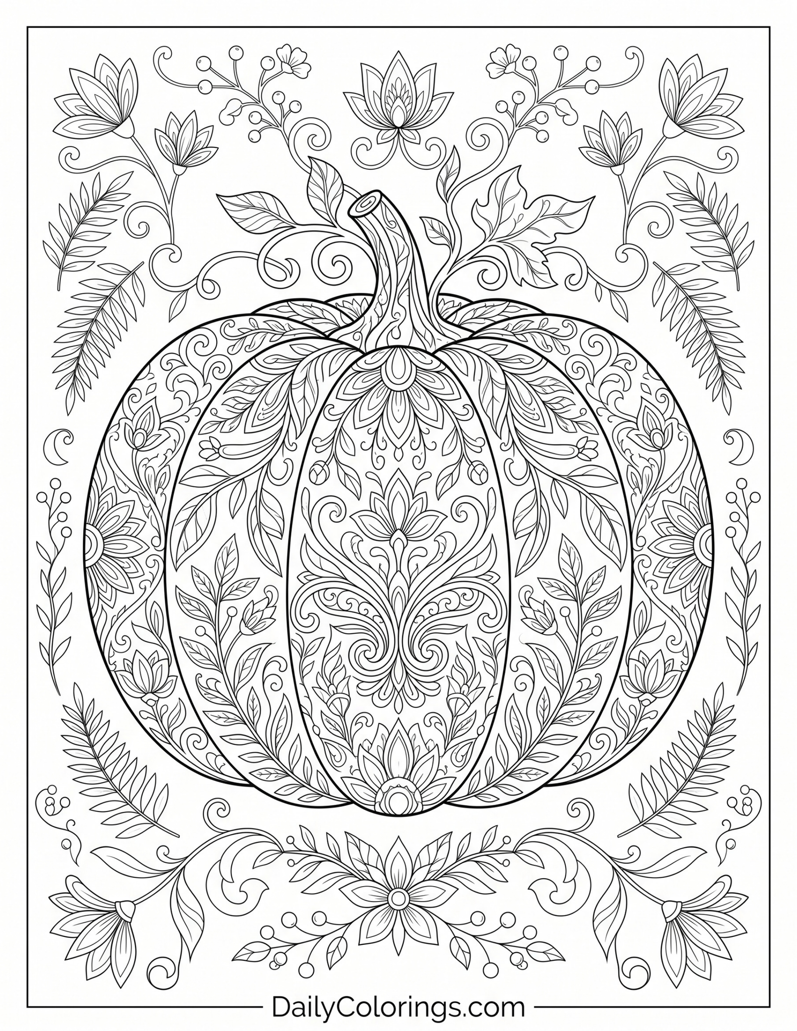 Pumpkin mandala coloring page