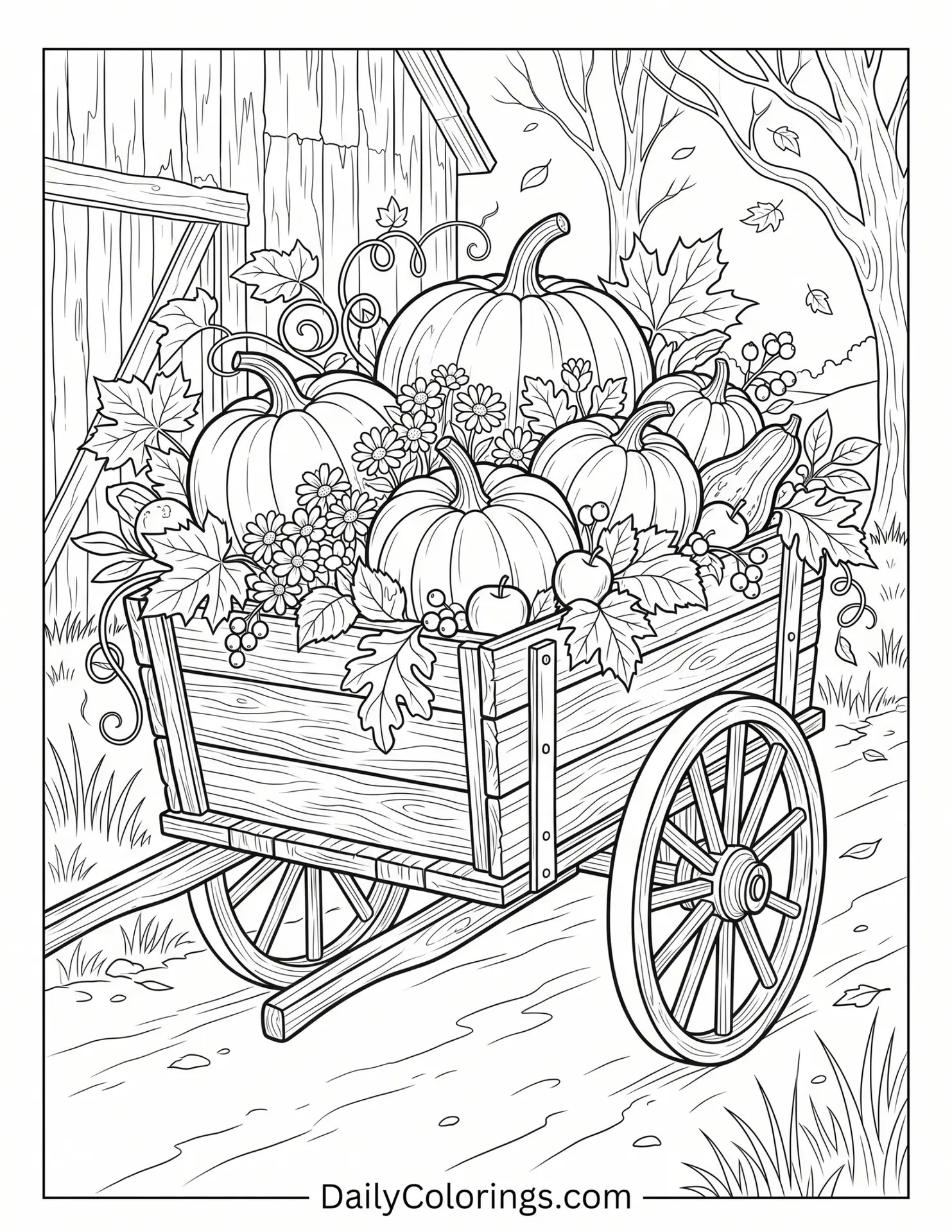 Pumpkin coloring page printable for kids and adults