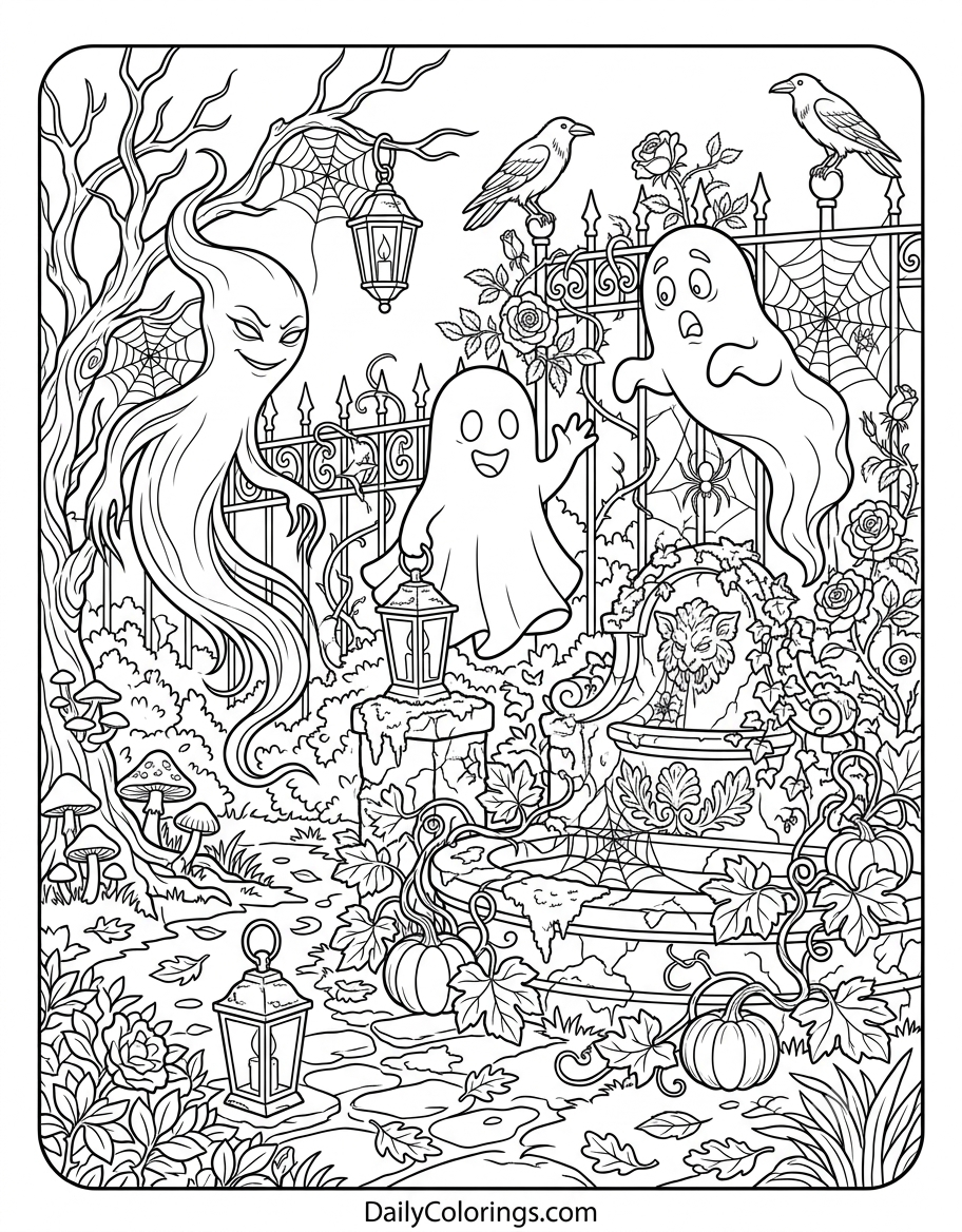 Dancing Ghosts coloring page
