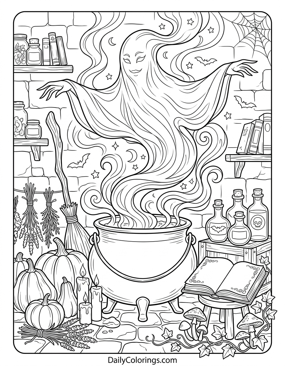 Ghost with Candy Basket coloring page