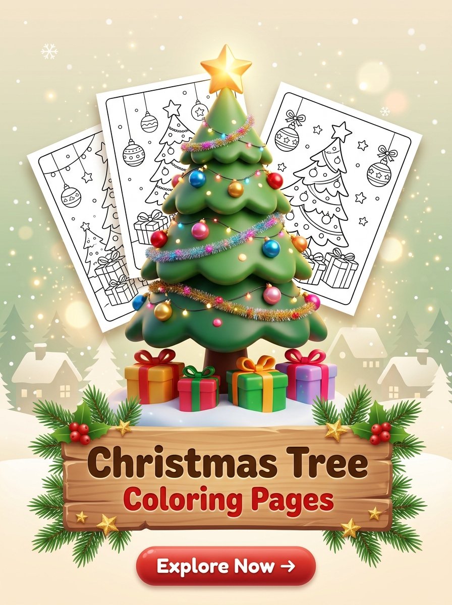 Christmas Tree Coloring Page Printable for Kids and Adults
