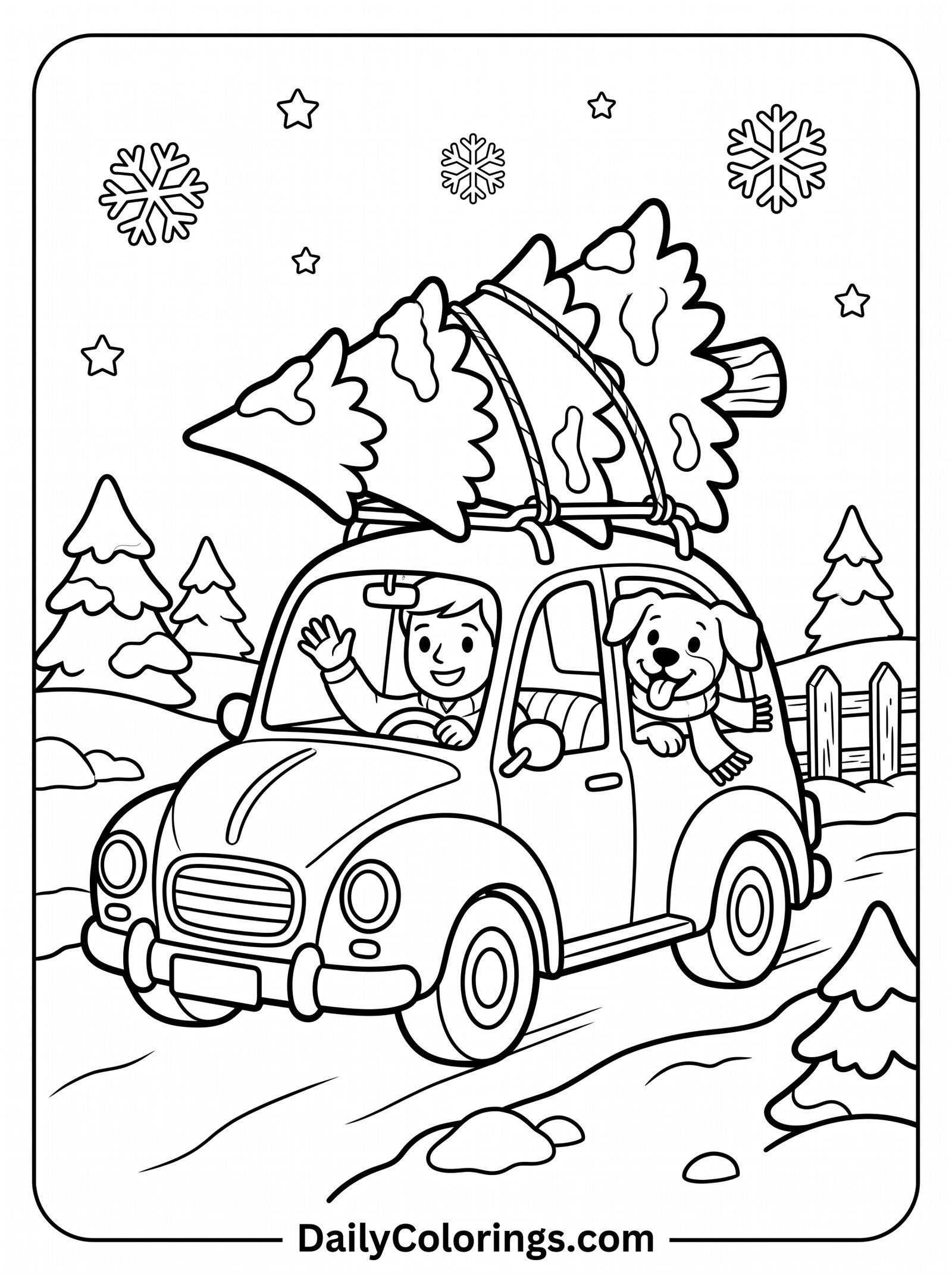 Christmas Tree with Gingerbread coloring page