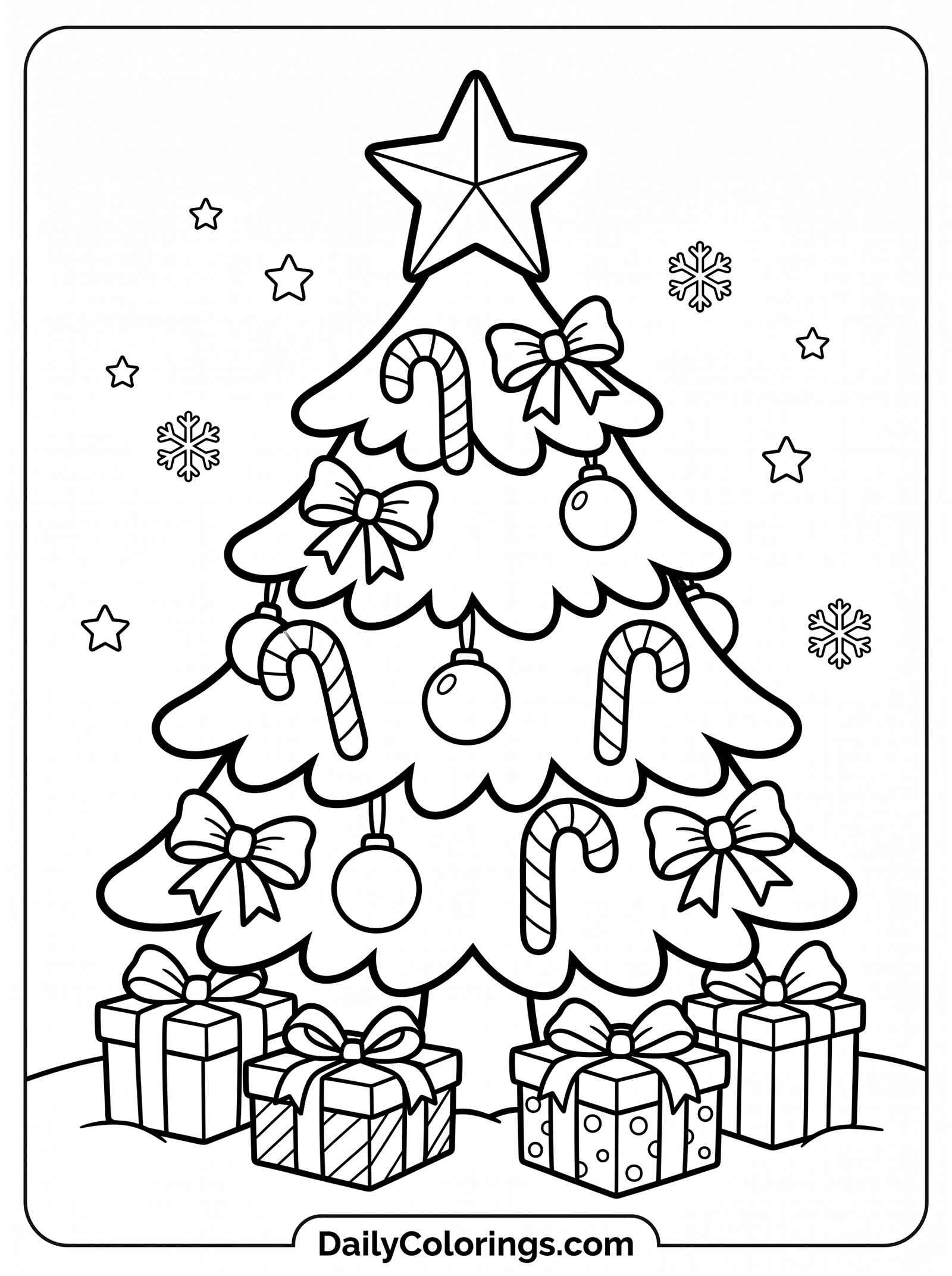 Snowy Christmas Tree coloring page