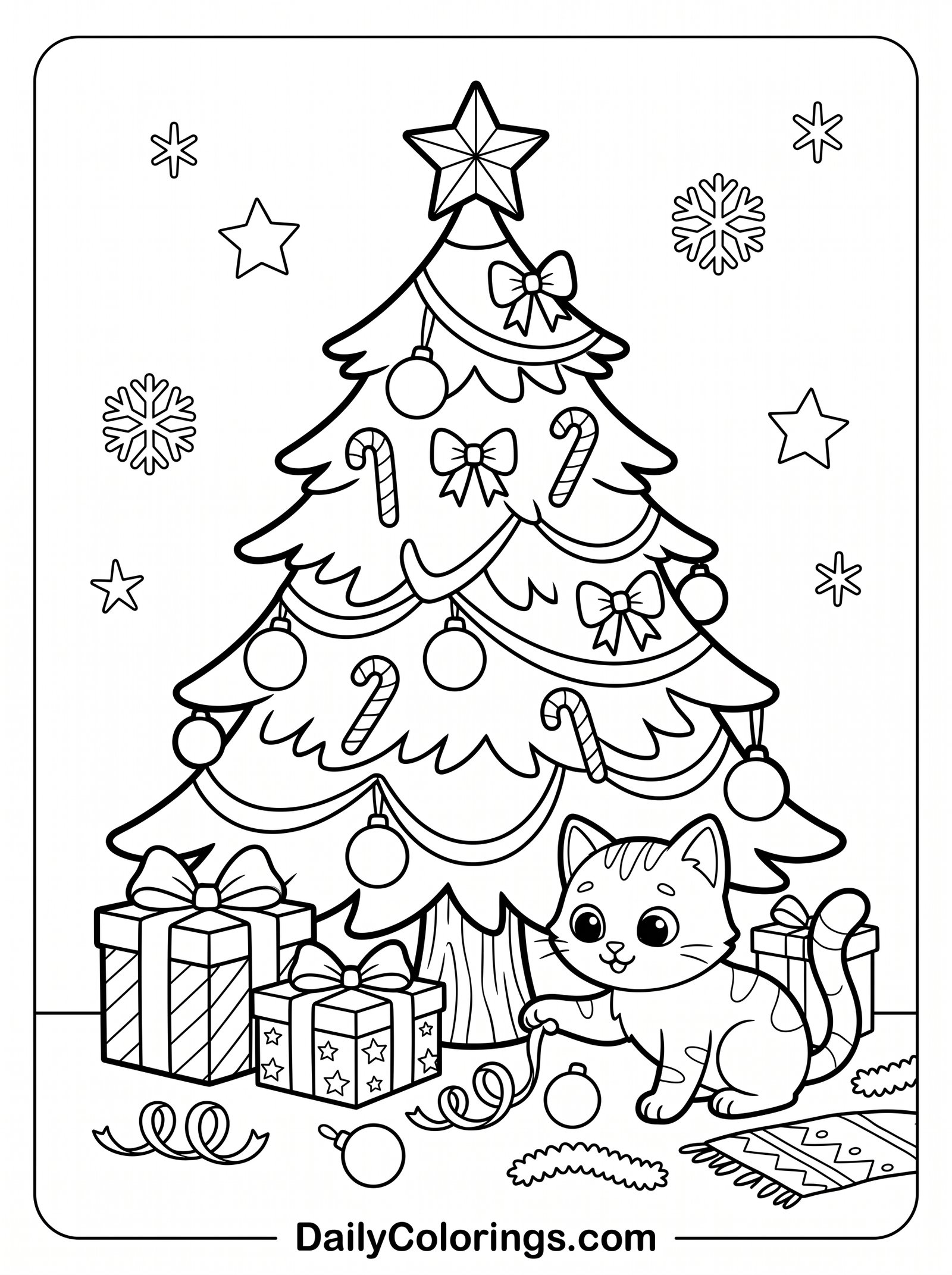 Christmas Tree with Candy Canes coloring page