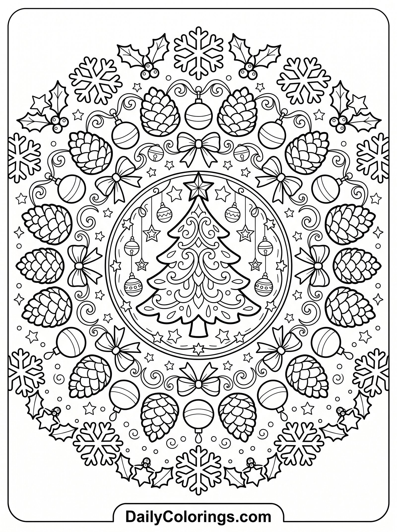 Christmas Tree Mandala coloring page
