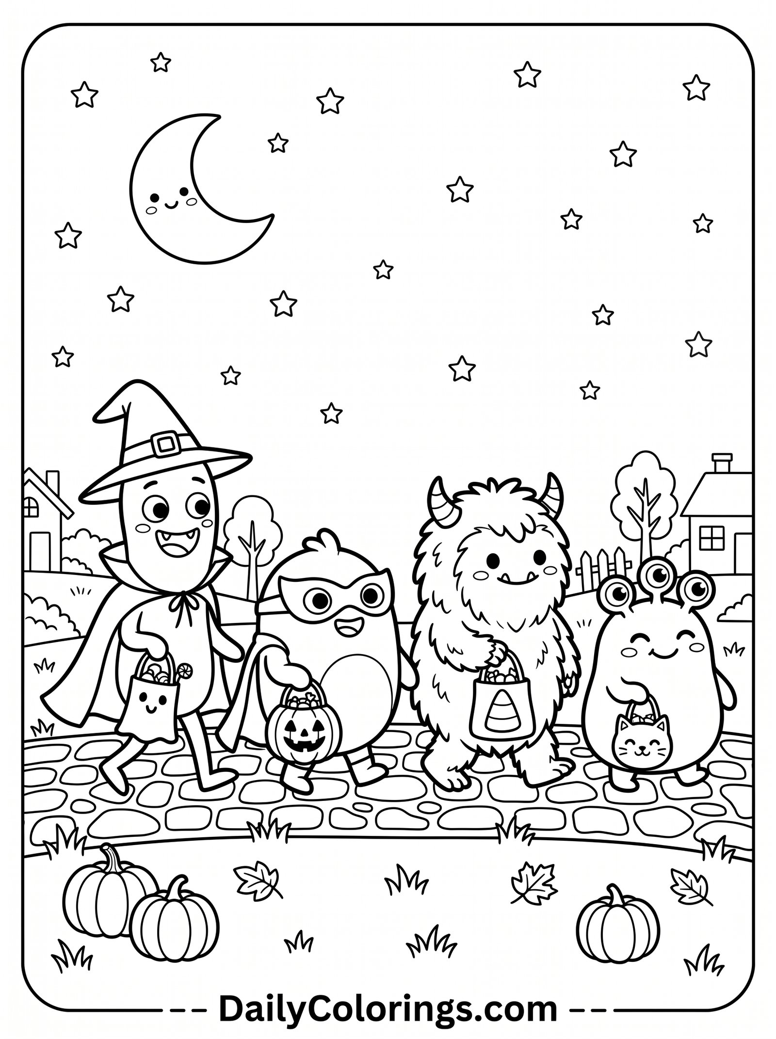 Monster with Witch Hat coloring page
