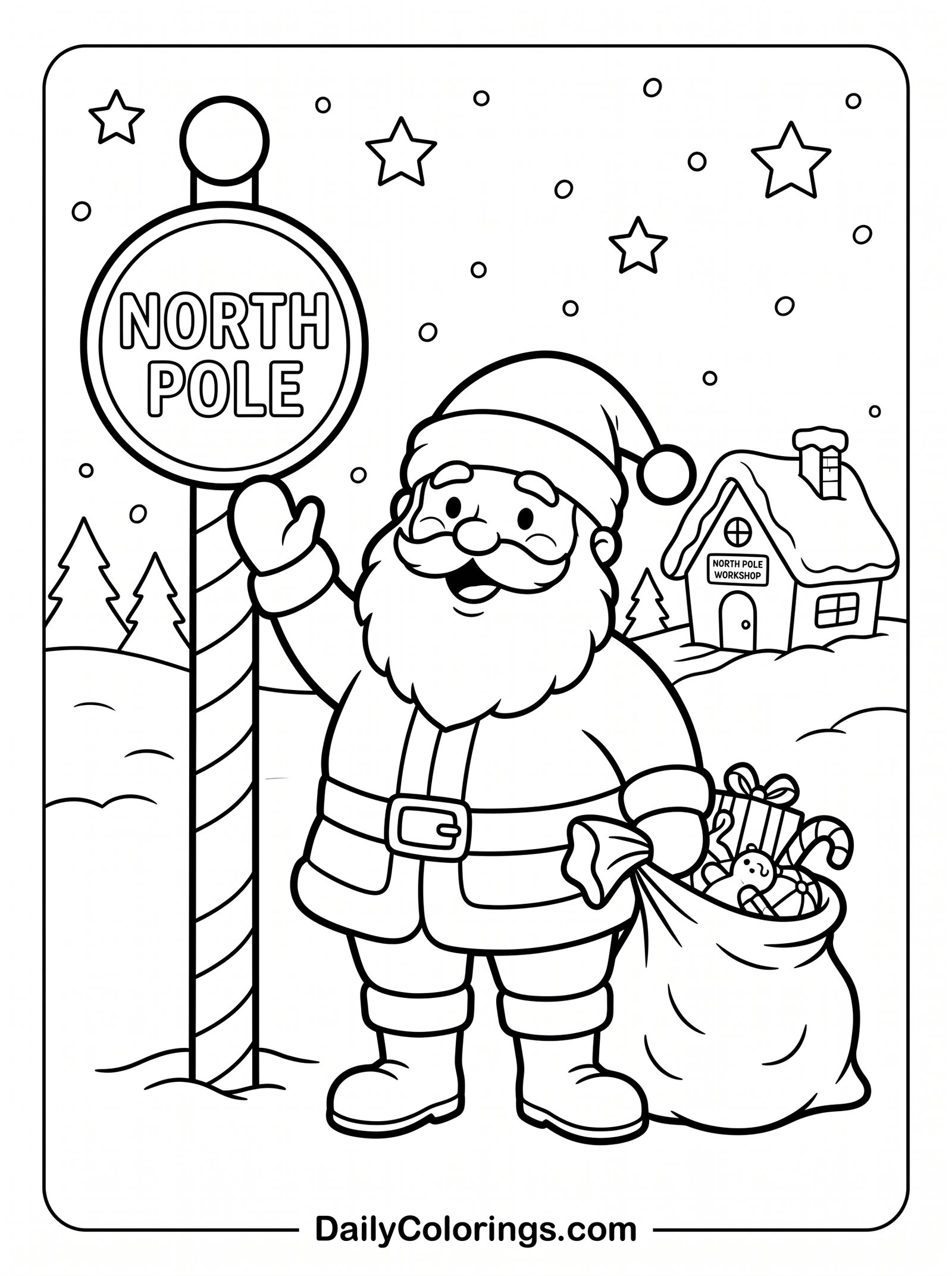 Santa with Snowman coloring page