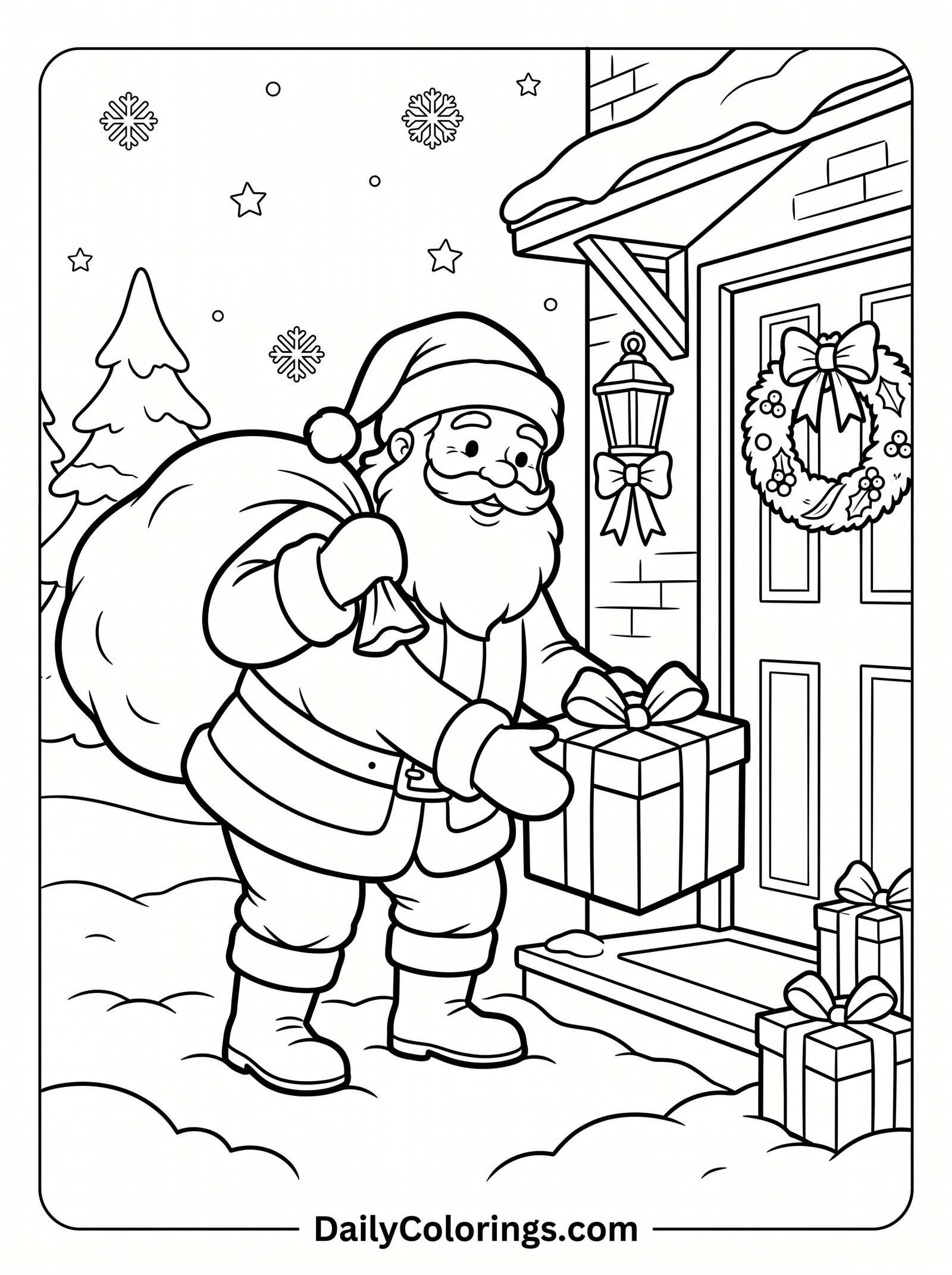Santa with Kids coloring page