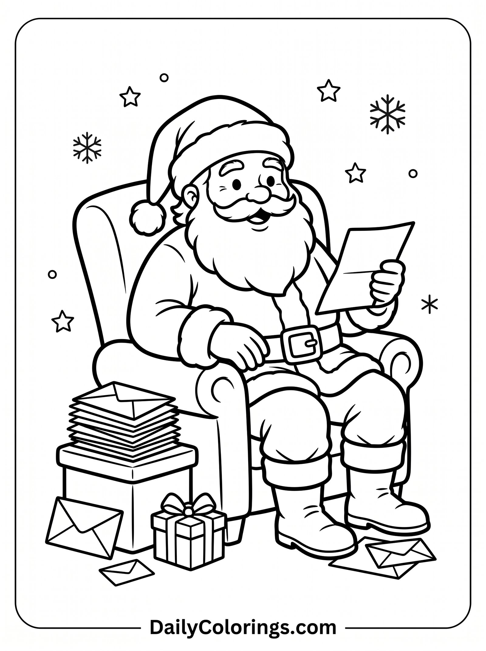 Santa with Christmas Tree coloring page