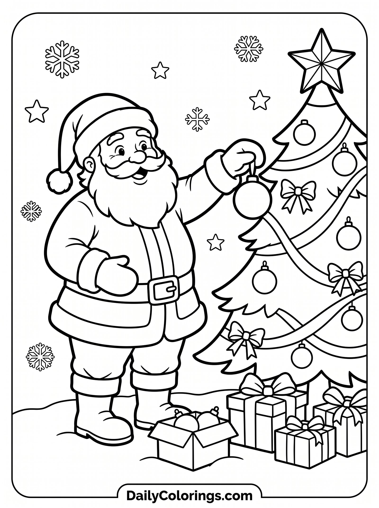 Santa with Reindeer coloring page