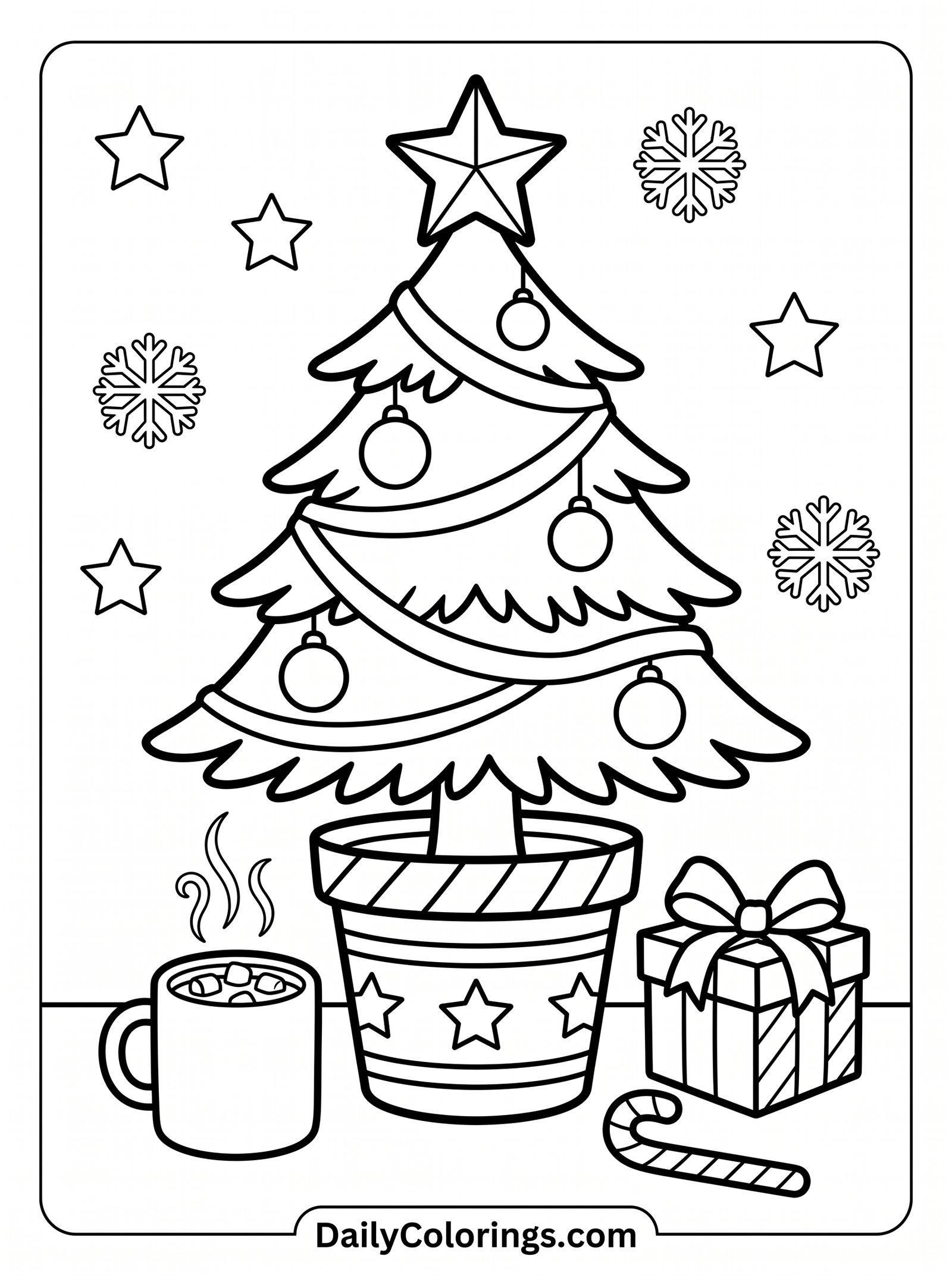 Christmas Tree with Star coloring page