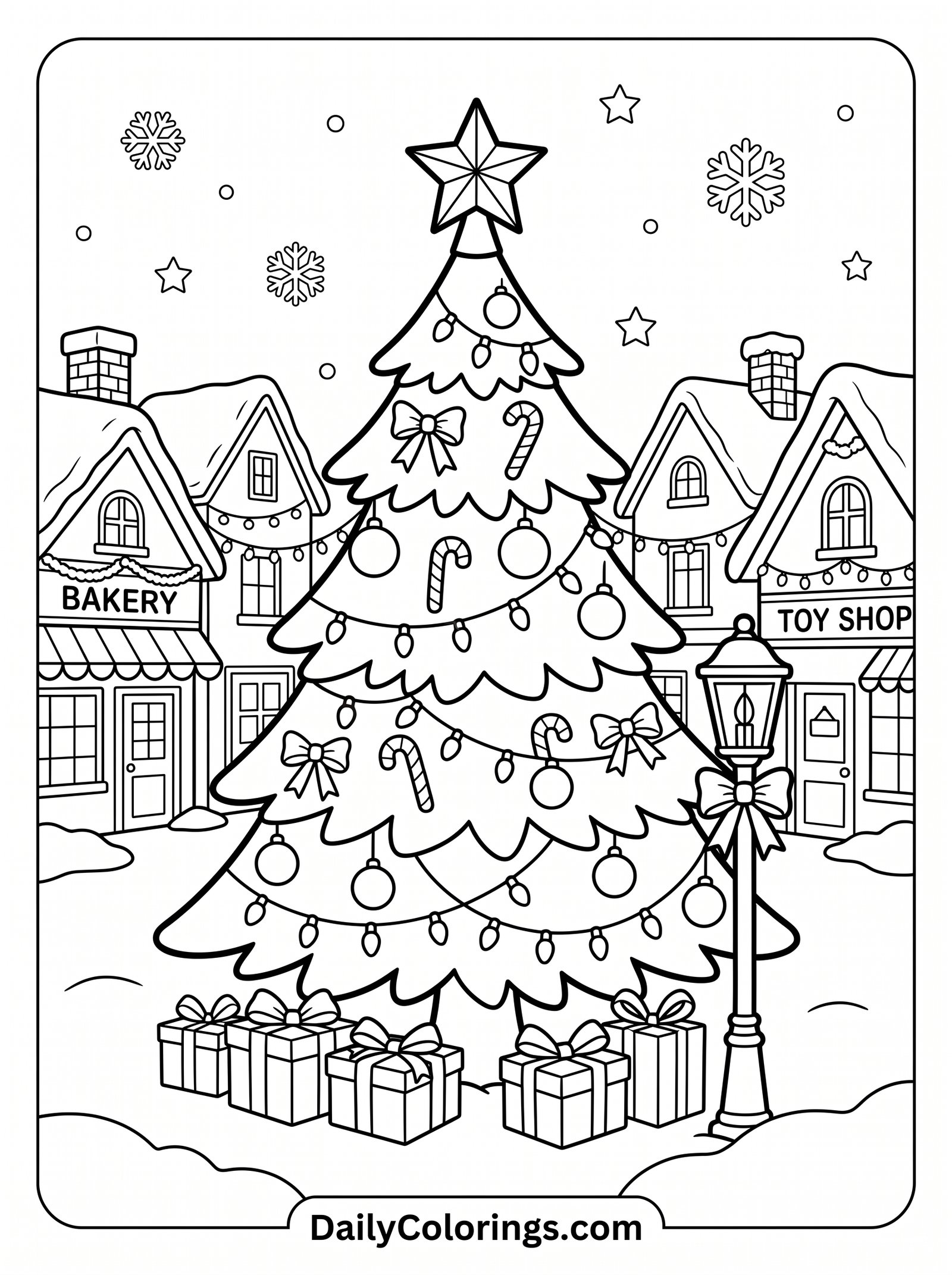 Christmas Tree Wreath coloring page