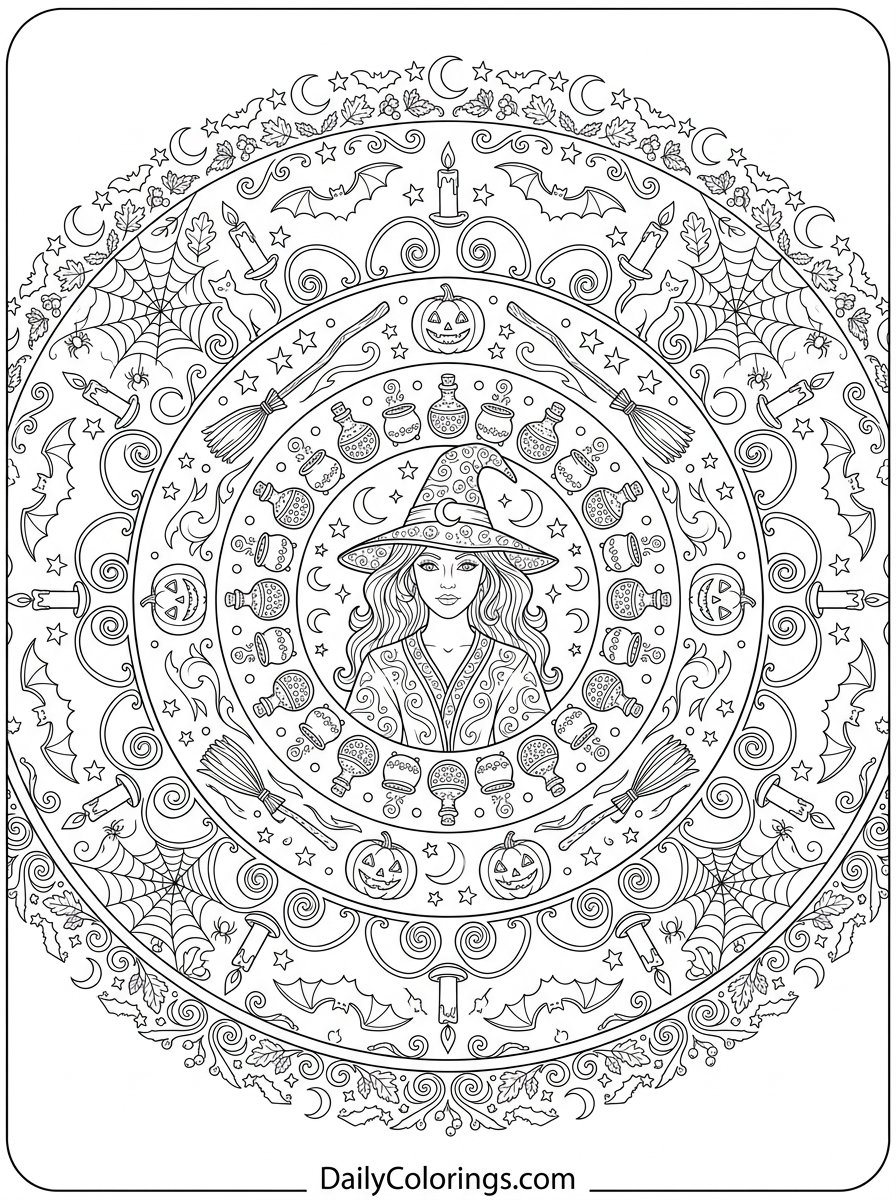 Witch Pattern coloring page